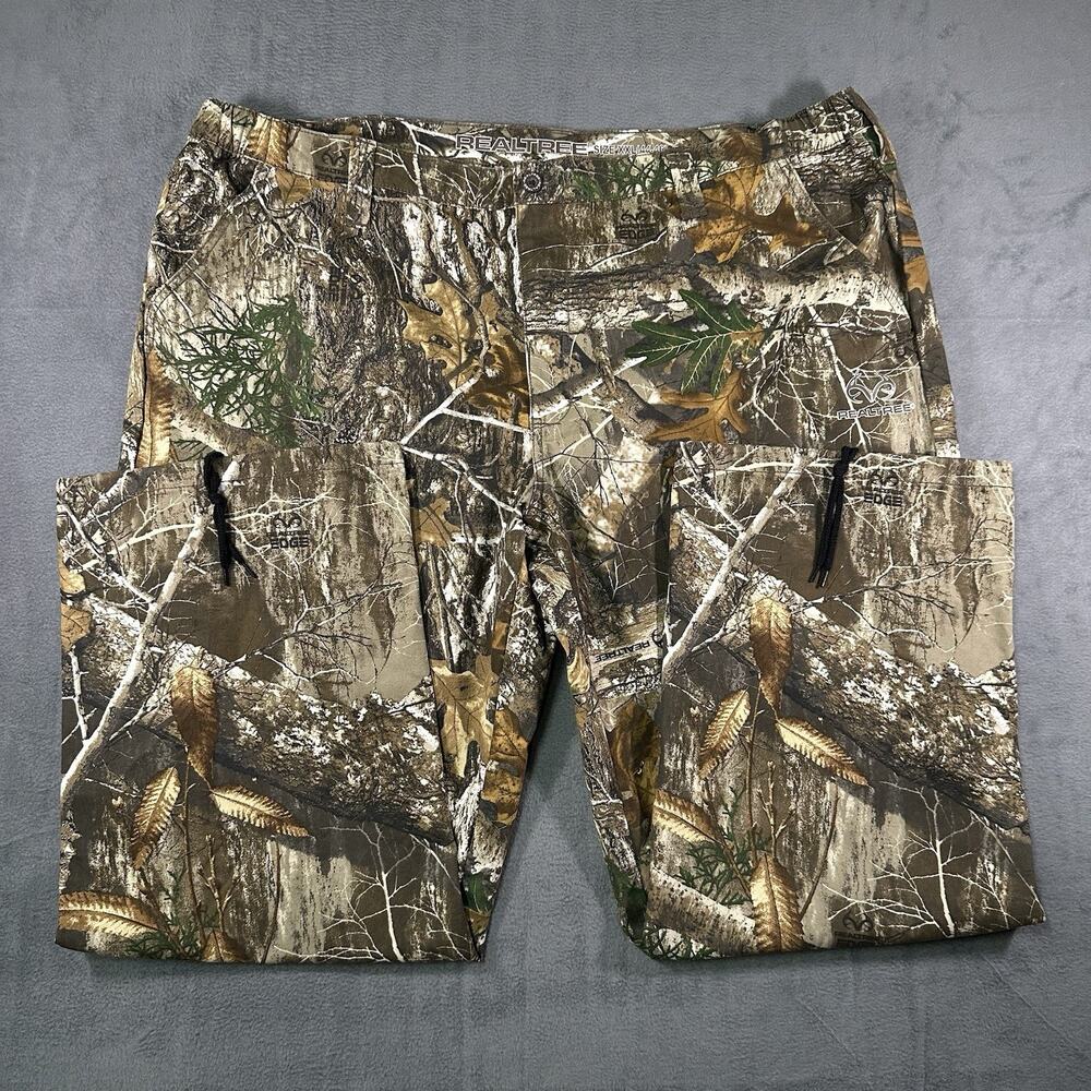 Realtree Camo Cargo Pants Brown Men’s XXL Cotton Blend Hunting Outdoor Utility